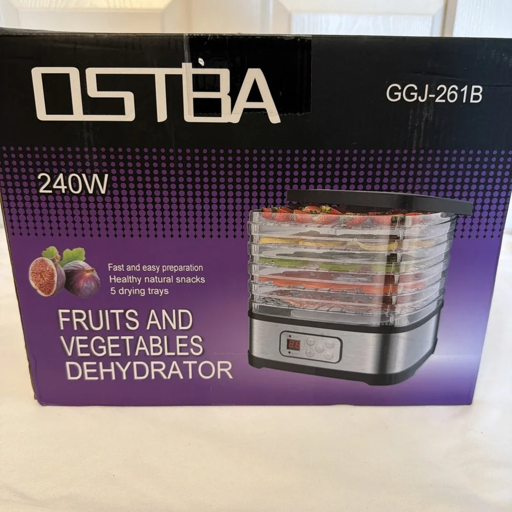 NEW OSTBA 5-Tray Food Dehydrator, 240W, LED Display, 72H Timer, Adjustable Temp